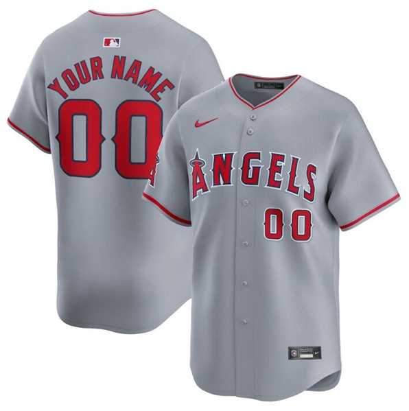 Men%27s Los Angeles Angels Active Player Custom Gray Away Limited Baseball Stitched Jersey->customized mlb jersey->Custom Jersey